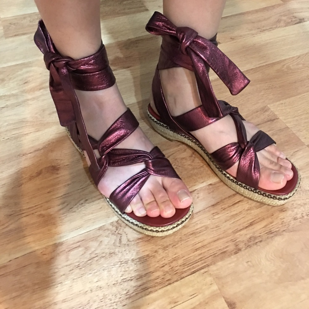 Metallic Burgundy Strappy Sandals